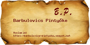 Barbulovics Pintyőke névjegykártya
