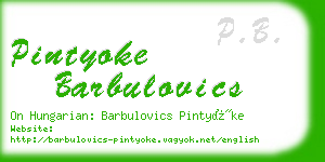 pintyoke barbulovics business card